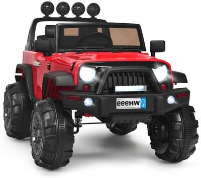 Costway 12V Kids Ride On Truck with Remote Control and Double Magnetic Door-Red