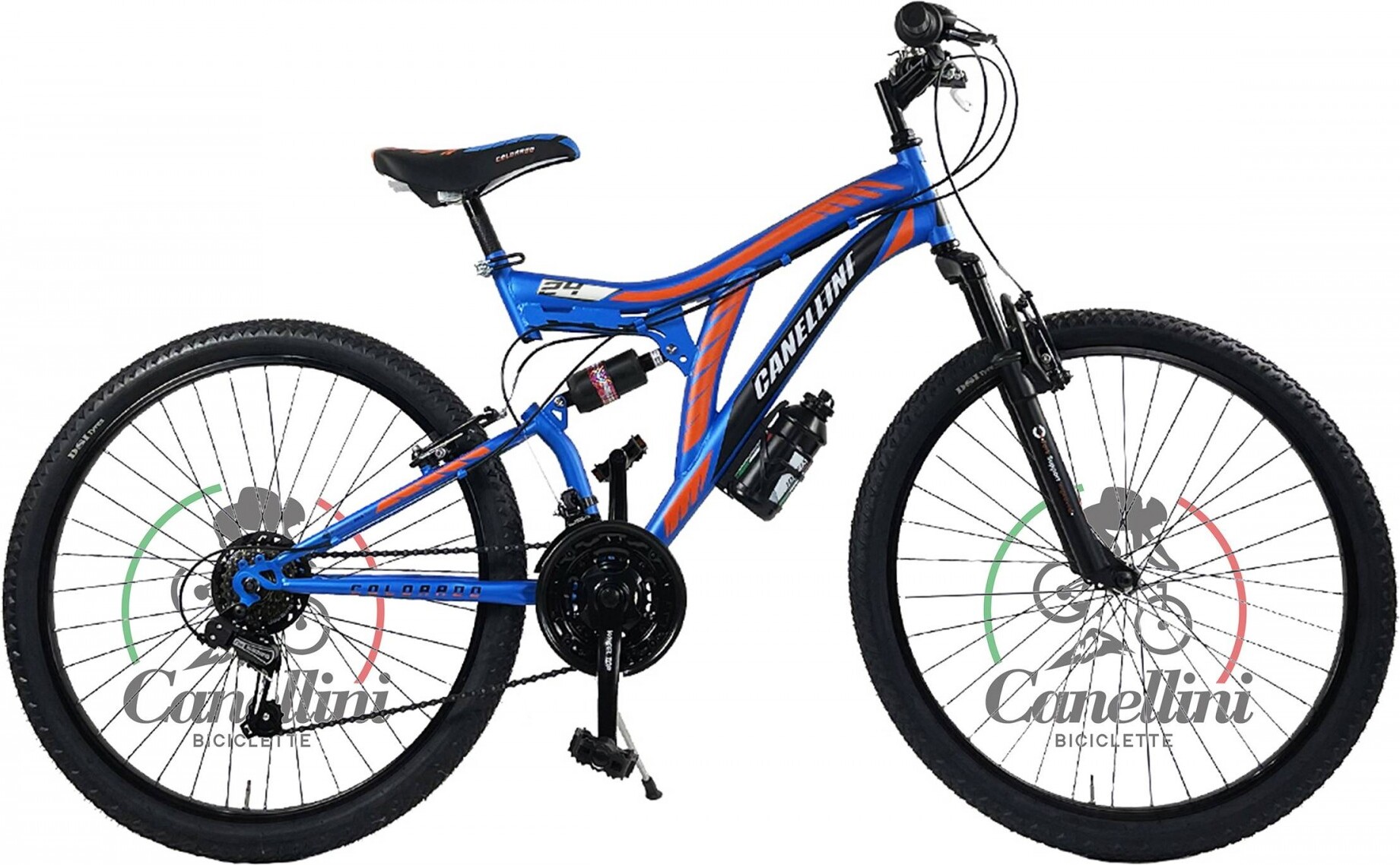 Kinderfahrrad MTB Canellini COLORADO 24" Full Suspension - Blau/Orange