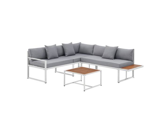 Juskys Loungegarnitur St. Tropez weiß, Weiß, Metall, 2, Gartenmöbel, Gartengarnituren, Gartenmöbel-Sets