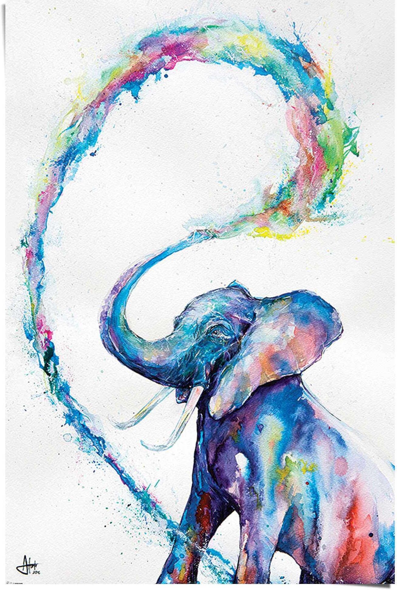 Reinders! Poster REINDERS "Elefant Art", bunt (farbe bild(er): mehrfarbig), B:61cm H:91,5cm, Papier, Bilder, Poster farbe bild(er): mehrfarbig B/H/T: 61cm x 91,5cm, 1 Stk.