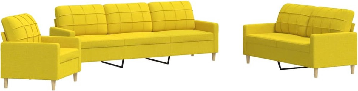 vidaXL 3-delige loungeset in stof - lichtgeel
