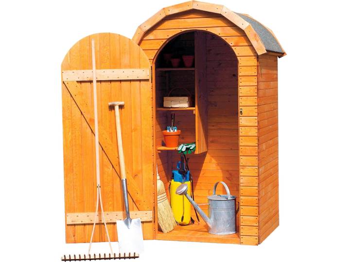 Garten-Geräteschrank PROMADINO Roma klein , braun, Holzwerkstoff, Gerätehäuser, Garten-Geräteschrank