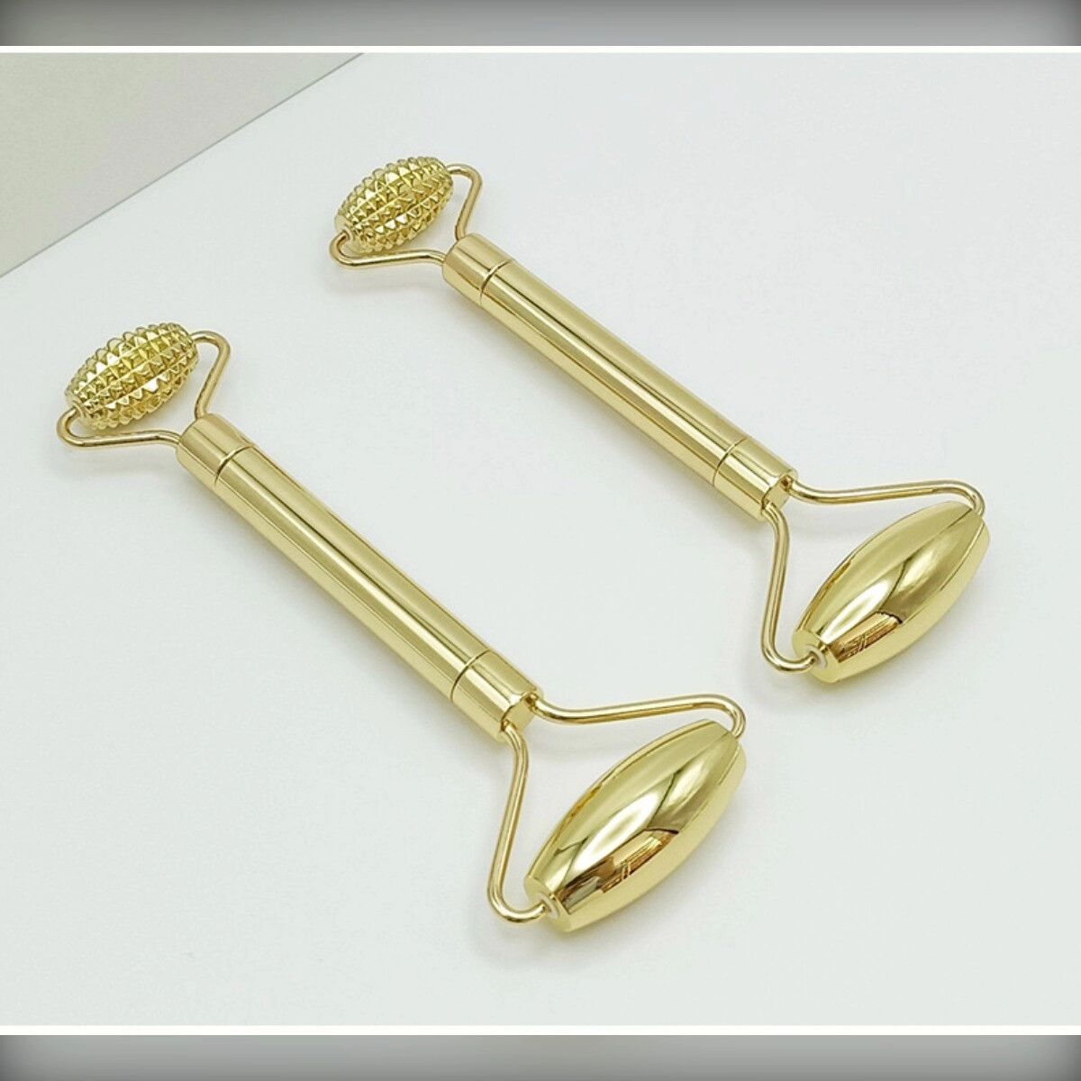 INF Rouleau facial double tête - Dermaroller à micro-aiguilles et rouleau de lifting, alliage de zinc doré