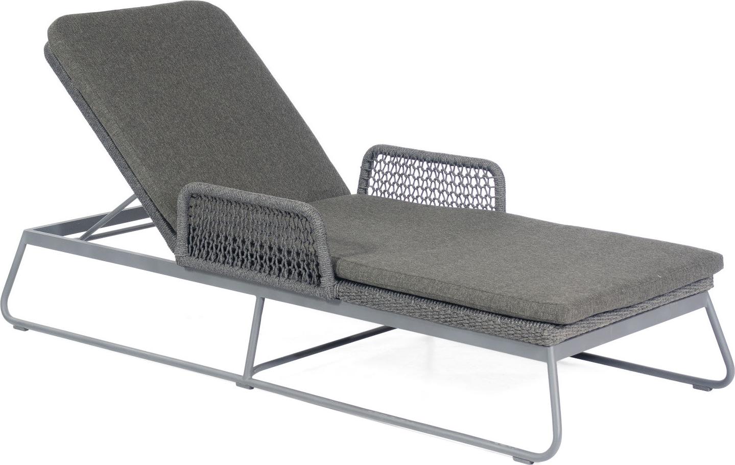 Sonnenpartner Poison Loungeliege Gartenliege Alu mit Polyrope dunkelgrau mit Auflage