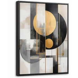 LEINWAND Bilder mit Rahmen - Abstrakt - Gold - Silber - Formen - Ästhetisch - Modern - 30x40