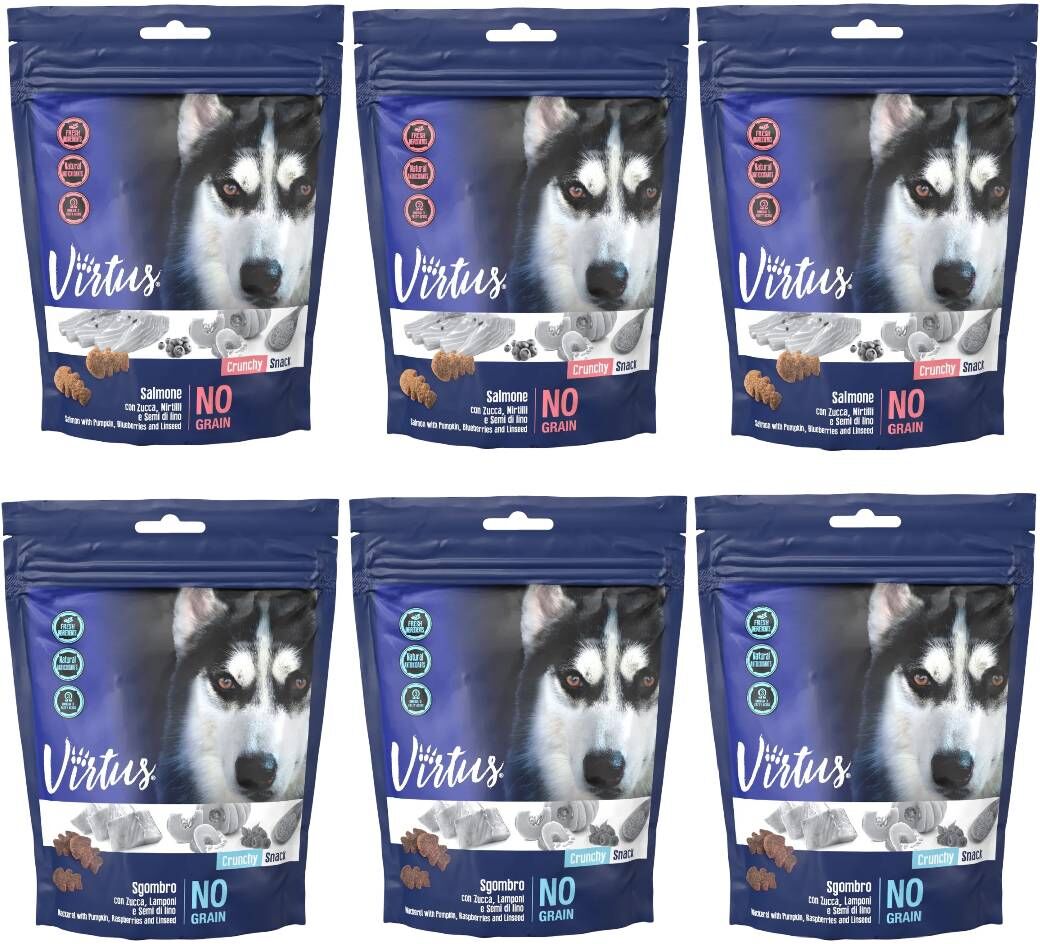 Set Prova Multigusto 6x150G Virtus Dog Crunchy Snack Pesce MIX MULTIGUSTO