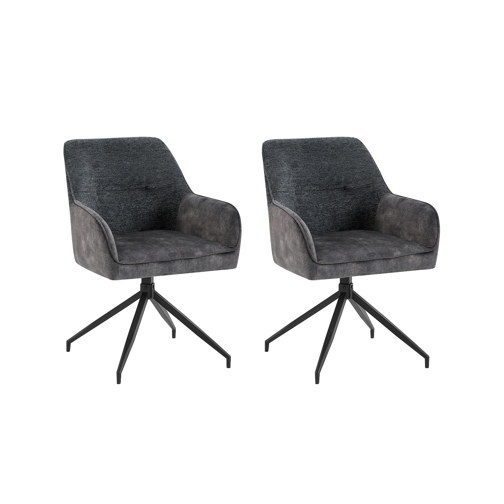byLIVING Esszimmerstuhl JACKY, 2-er Set, Bouclébezug anthrazit, Gestell schwarz