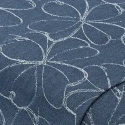 Jeansstoff/Denim "Flowers", blau-color