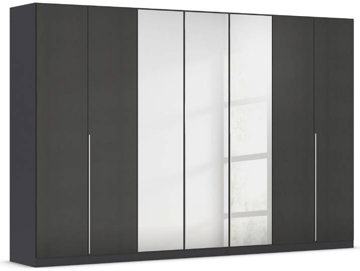 Drehtürenschrank, Holzwerkstoff, Grau, 315×210×54 cm, Mit Einlegeböden & Kleiderstangen, Modern