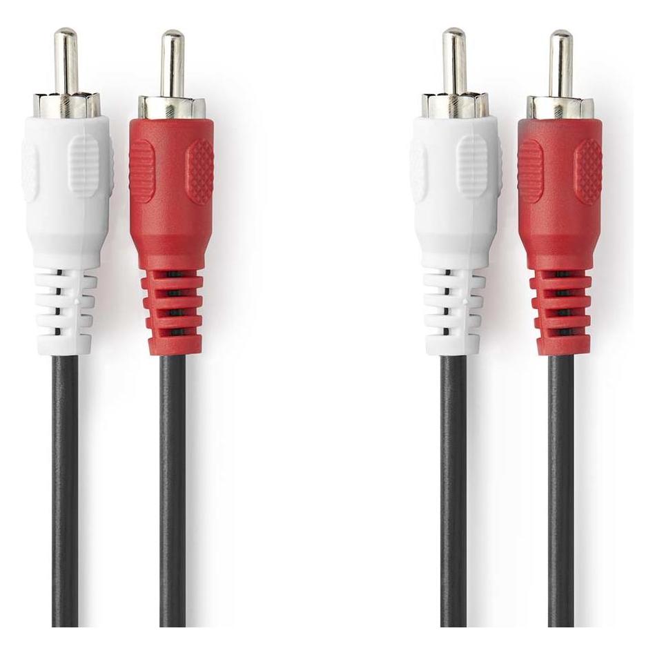 Nedis Stereo-Audiokabel | 2x RCA Stecker | 2x RCA Stecker | Vernickelt | 3.00 m | Rund | Schwarz | L (3 m, Cinch Kabel) (CAGL24200BK30)