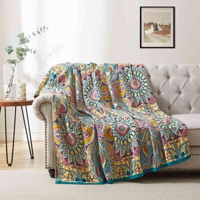 Peace Nest "100% Cotton Boho Floral Thermal Breathable Jacquard Throw Blankets 60"" x 80"""