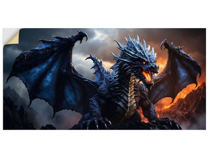 Wandbild ARTLAND Im Reich des Drachen IX , blau (farbe bild(er): blau), B:60cm H:30cm, Bilder, Wandbild, als Alubild, Leinwandbild, Poster, Wandaufkleber in verschied. Grössen