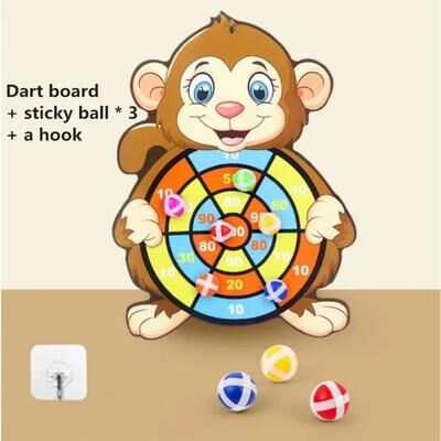 Inspired Living ActivePlay Montessori Sticky Ball Target Game Kids Dart Board Set For Indoor & Outdoor Fun monkey