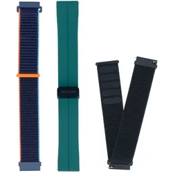 Set von Armbändern für Smartwatch GlacierX Grip Strap Nylon Schwarz + Silikon Magnetverschluss Waldgrün + Grip Strap Nylon Ozeanblau 22mm