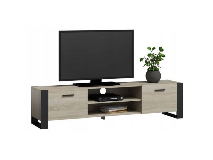 Meuble TV ALBA - Élégant - 185x50x43 6 cm - Chêne Sonoma-Noir