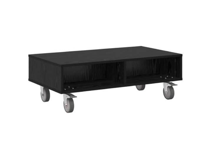 Kaorsrow Beistelltisch mit Rollen Schwarz Eichen-Optik 90 x 50 x 30 cm Vielseitiger Kaffeetisch fürs Wohnzimmer und Schlafzimmer mit 2 feststellbaren Rädern für flexible Mobilität und Ordnung.