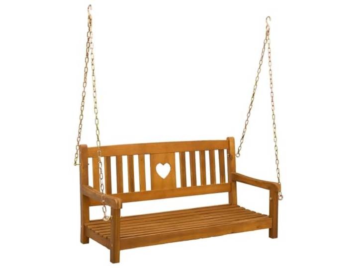 KLGBNCVE Gartenschaukelbank Natur 110 x 56 x 58 cm Massivholz Akazie Wetterfester Metallrahmen, Flache Armlehnen, Mehrpersonen Sitzbank, Geölte Oberfläche