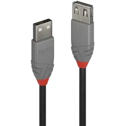 Lindy 36703 USB Kabel USB 2.0 2 m USB A 0,48 Gbit/s Schwarz, Grau