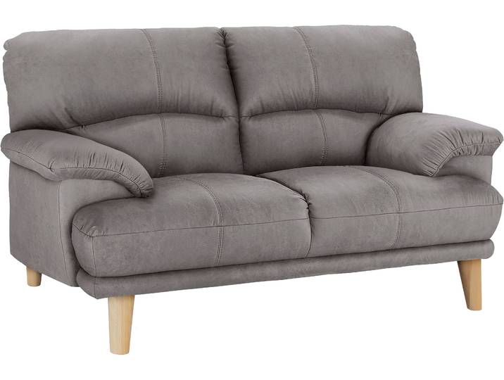 2-Sitzer Sofa, Microfaser Vintage, Silber, 162×90 cm, Hoher Sitzkomfort, Modern, Trendmanufaktur