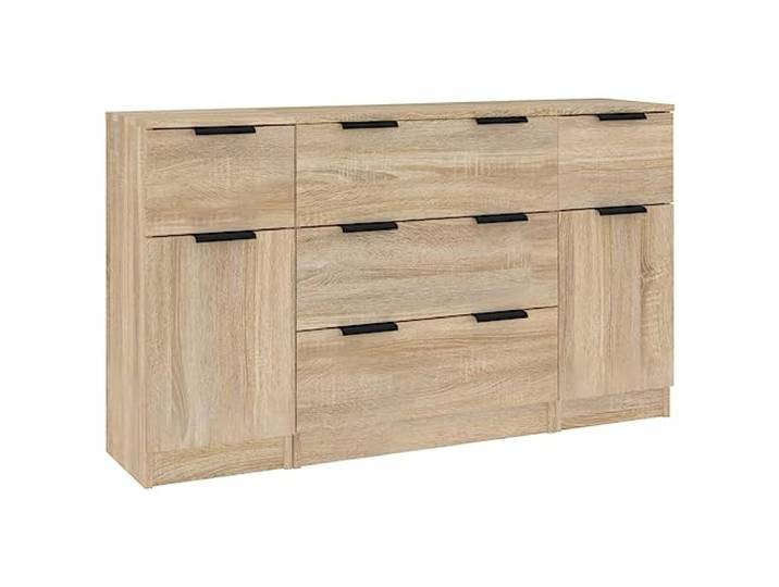 vidaXL 3-TLG. Sideboard-Set Sonoma-Eiche Holzwerkstoff