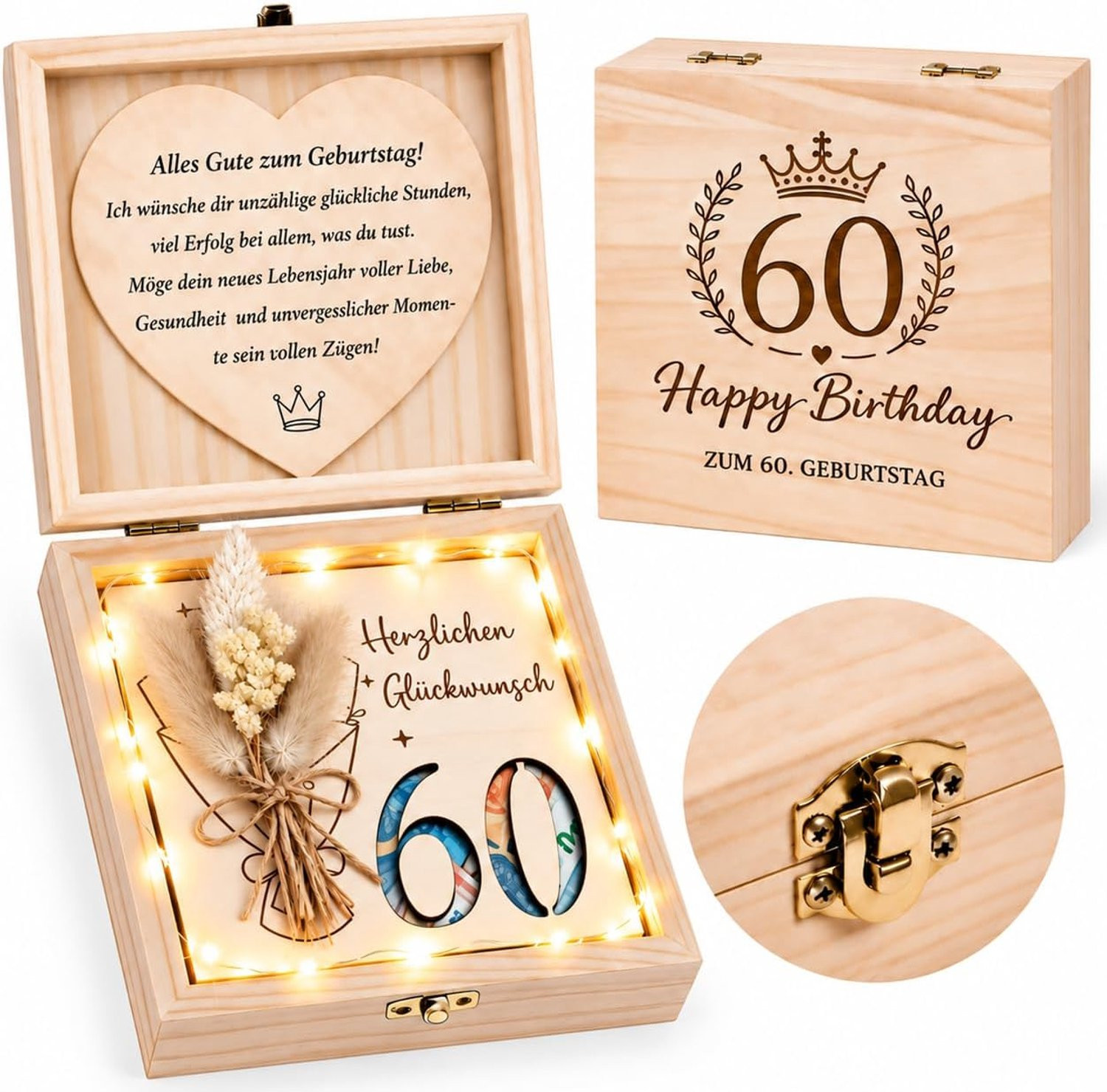 60 houten geldgeschenken voor een 60e verjaardag voor dames en heren