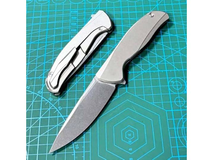 Klappmesser 8.7 Scharfes Robust Taschenmesser Titan aus stahl M390, premium Titanlegierung, Outdoor Edc Messer Survival Jagdmesser, tragbare camping messer, flach einhandmesser tanto mit clip, Silber