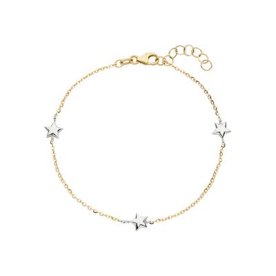 Armband JOBO "Sterne", gelb (gelbgold 375), Armbänder, Damen, 18cm, Gelbgold 375 Weißgold 375, Gelbgold 375, Weißgold 375, Armband, 375 Gold bicolor 18 cm
