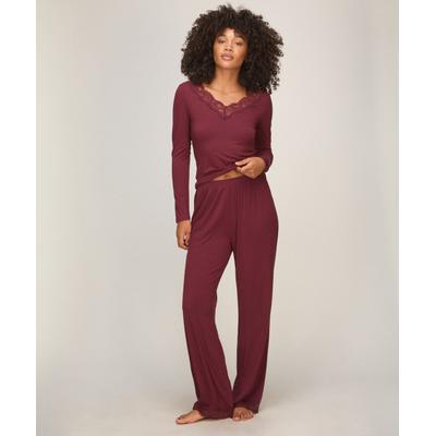 Pyjama HUNKEMÖLLER "Pyjama Set", Damen, Gr. S, rot, 92% Modal, 8% Elasthan, Homewear-Sets Pyjama