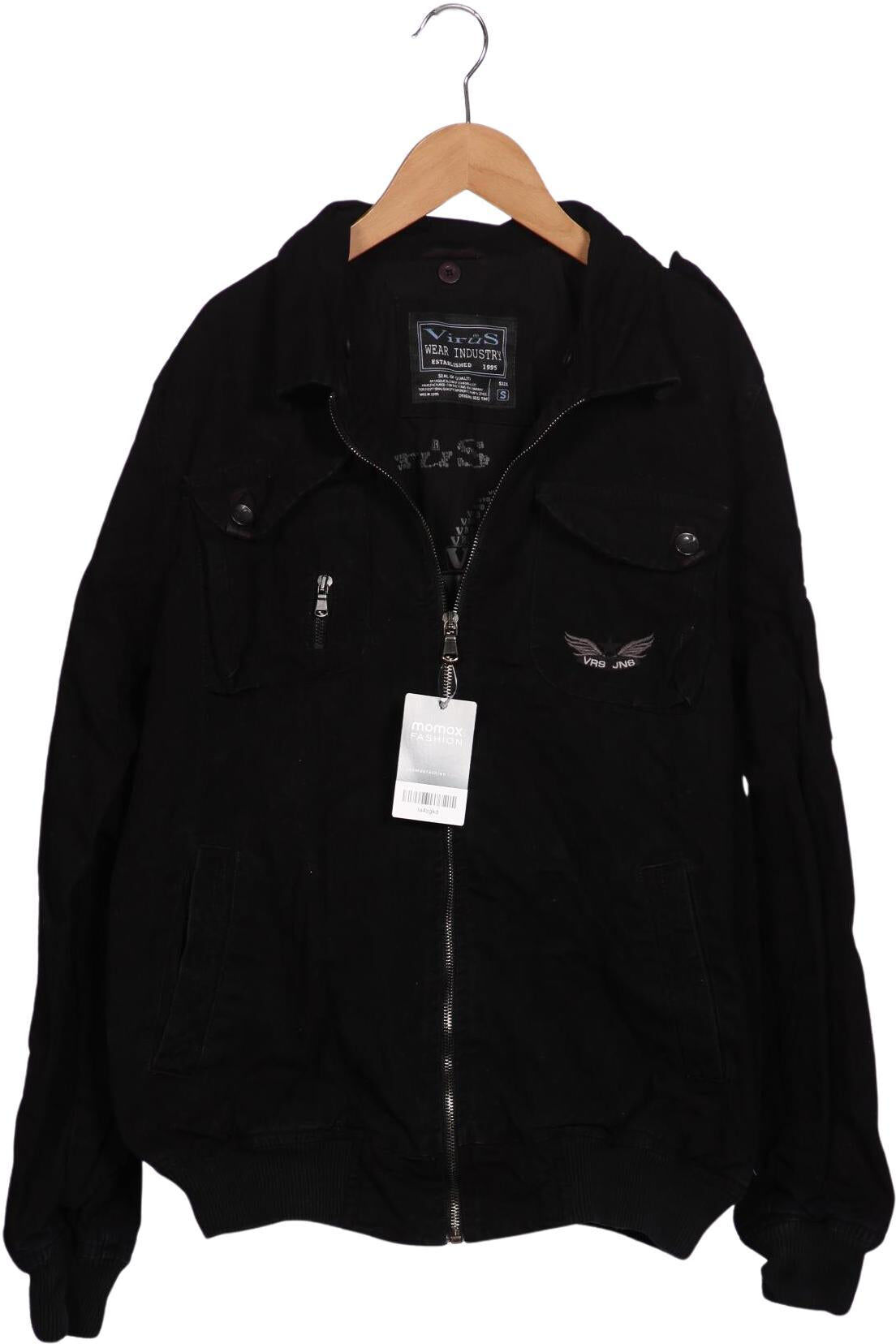 Virus Damen Jacke, Schwarz, Gr. S, Baumwolle - Second Hand