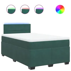 vidaXL Boxspringbett mit Matratze Dunkelgrün 120x190 cm Samt