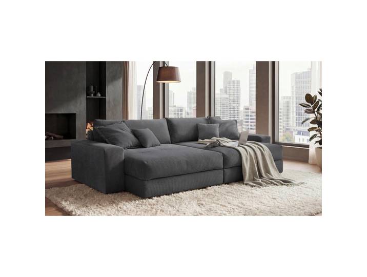 P & B Bigsofa, Anthrazit, Kunststoff, Füllung: Schaumstoffflocken,Schaumstoffflocken,Schaumstoffflocken, 300x70x180 cm, Rücken echt, Wohnzimmer, Sofas & Couches, Bigsofa