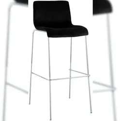 Décoshop26 - Barhocker x1 niedrige Rückenlehne 4 verchromte Metallbeine schwarzer Samtsitz 10_0005847