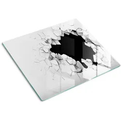 GLASPLATTE 60x52 cm Loch in der Wand