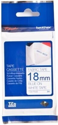 Brother TZe-FA4B fita textil azul sobre branco 18mm