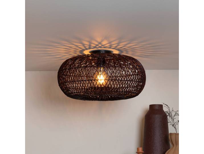 Good & Mojo Deckenlampe Arizona, dimmbar, rot, für Wohn- / Esszimmer, Bambus, Deckenlampe