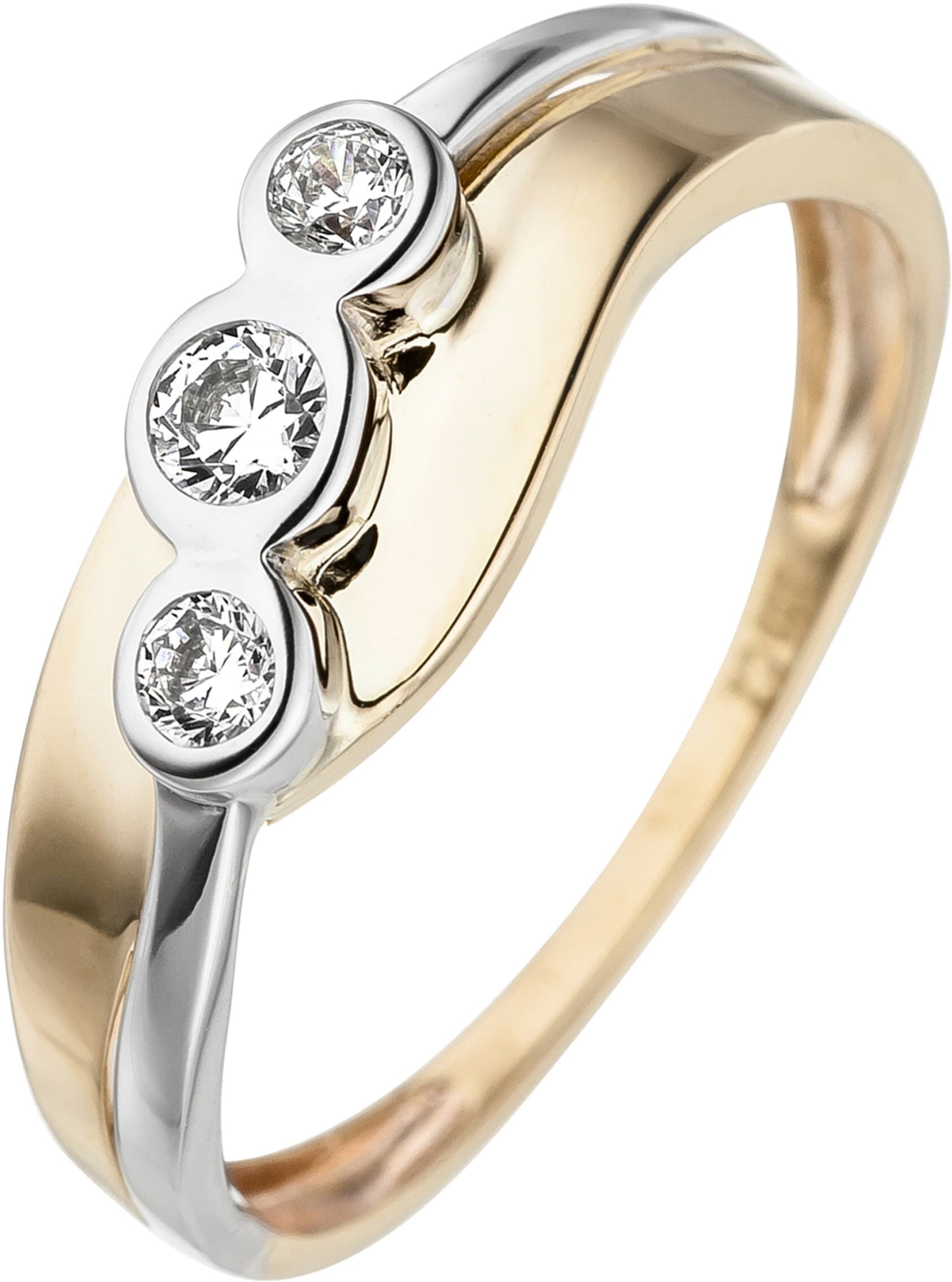 Goldring JOBO Gr. 56, gold (gelbgold 333), Fingerringe, Damen, 56, Gelbgold 333 Weißgold 333, Gelbgold 333, Weißgold 333, Goldring, 333 Gold bicolor mit Zirkonia