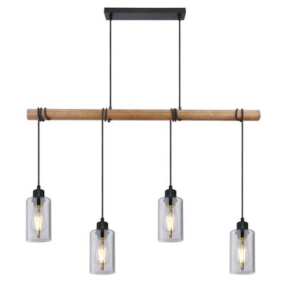 GLOBO LIGHTING Hängeleuchte "HADERA", braun (schwarz), 1 Stk., Leuchten, Hängelampe/Pendelleuchte/Glas rauchfarben/Kabel zum Herumwickeln, Hängeleuchte