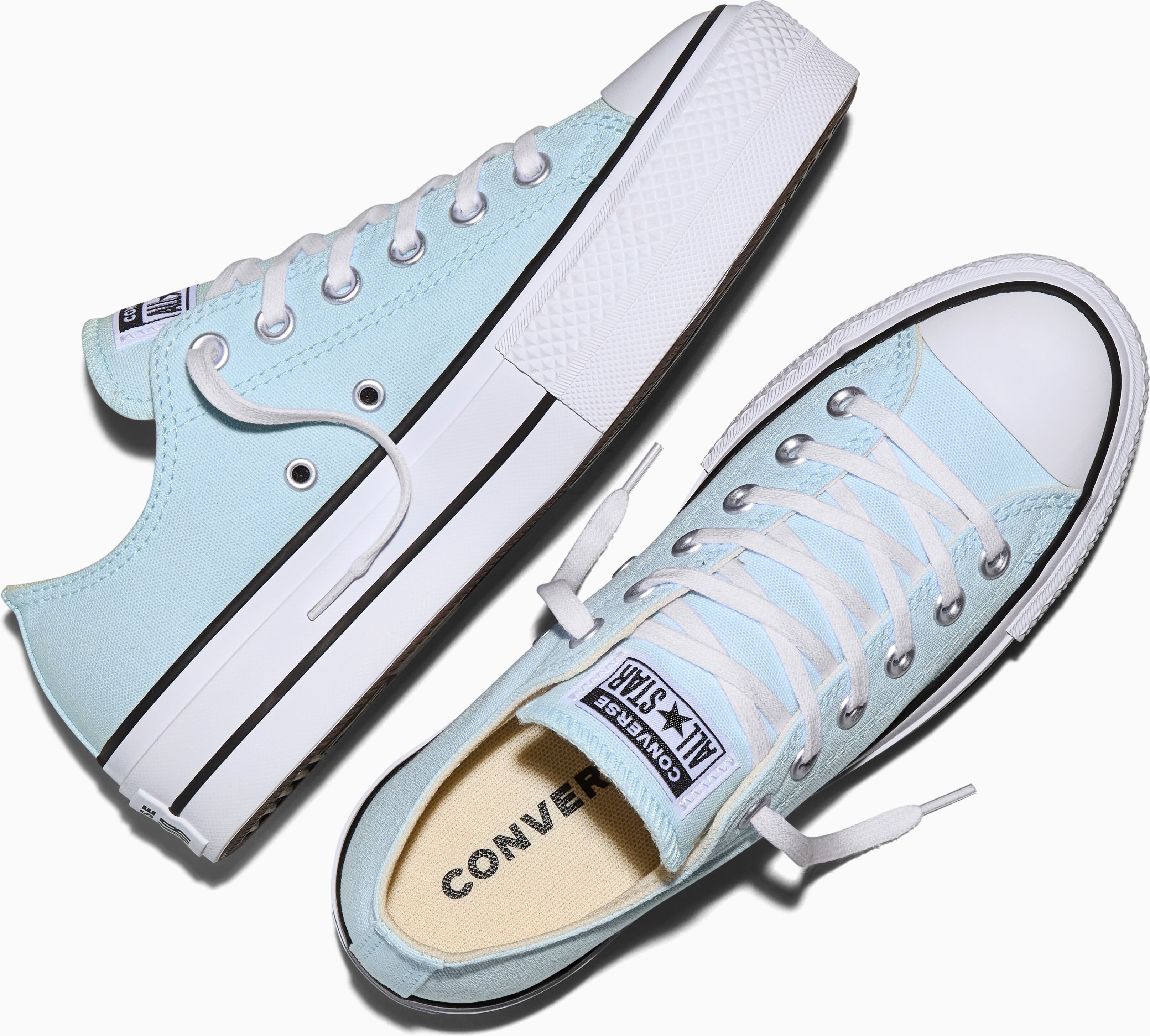 Sneaker CONVERSE "CHUCK TAYLOR ALL STAR LIFT PLATFORM", Damen, Gr. 41,5, blau (cold touch, weiß, schwarz), Textil, Schuhe Sneaker cold touch, weiß, schwarz 41,5