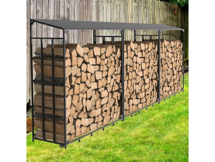 RapDuty-Grand support en métal pour bois de chauffage T1 avec couvercle supérieur, cheminée, support empilable pour terrasse extérieure, arrière-cour