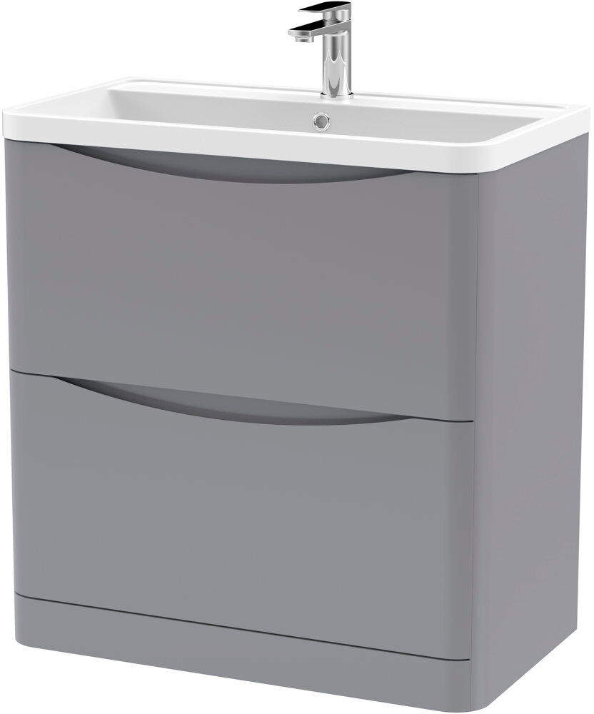 Nuie Lunar 800mm Single Bathroom Vanity with Integrated Polymarble Basin Satin Grey 800mm W