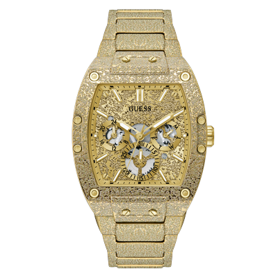 Multifunktionsuhr GUESS "PHOENIX FROST", gold (goldfarben, champagnerfarben), Armbanduhren, Herren, goldfarben, Quarzuhr, Armbanduhr, Herrenuhr, Edelstahlarmband, analog, Tag