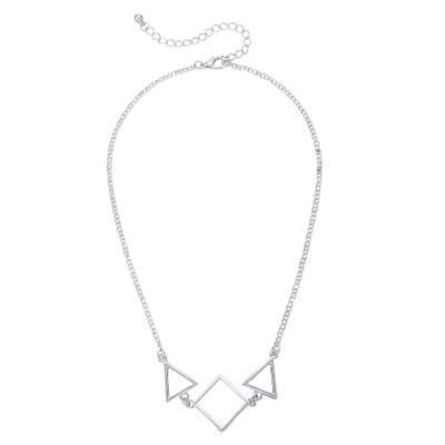 Collierkettchen STEUER "49cm Formen Geometrie Struktur", silber (weiß), Halsketten, Damen, 49cm, Metall, L: 49 B: 21mm, glitzernd, B:21mm