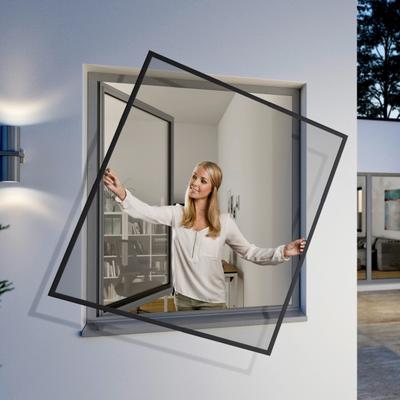 Insektenschutz-Fensterrahmen WINDHAGER "Flexi Fit, Fliegengitter teleskopierbar für Fenster, ohne bohren", grau (rahmen: anthrazit gewebe: anthrazit), B:130cm H:150cm, Insektenschutzgitter, Insektenschutzgitter 130 x 150 cm, erhältlich in anthrazit...