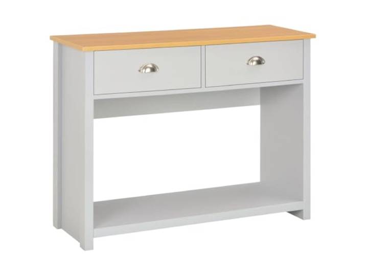 HEFZGDB Klassischer Konsolentisch Grau 97x35x76 cm mit 2 Schubladen und Ablagefläche aus Holzwerkstoff, Stabile Beine für Wohnzimmer und Flur, Organisierter Aufbewahrungstisch