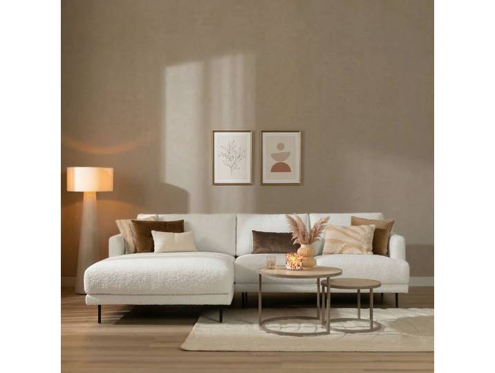 Bronx71 Ecksofa Denver Bouclé weiß links