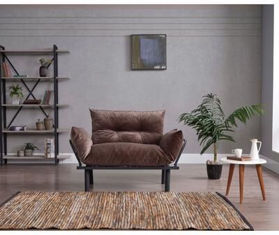 Furnia Bullet Extra Wide Modern, Metal Legs Button Loveseat