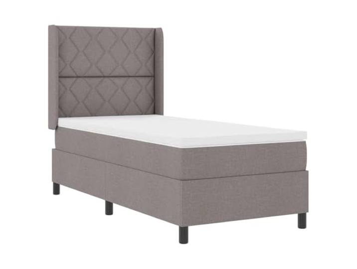 KTHLBRH LED Bett mit Kopfteil taupe 100 x 200 cm Stoff Atmungsaktiver Stoff, Holz und Stoff, Lattenrost, Taschenfedern, verstellbarer LED-Streifen, modernes Design