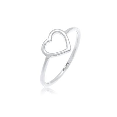 Silberring ELLI "Ring Herz Liebe Romantik Zart Filigran 925 Silber" Gr. 54, silber, Fingerringe, Damen, 54, Silber 925 (Sterlingsilber), Silberring