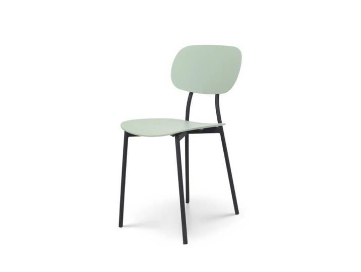 Chaise style contemporain verte et pieds en métal noir - modèle LEA