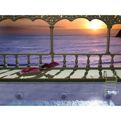 Fototapete PAPERMOON "Pool am Meer", bunt, B:2,5m L:1,86m, Vlies, Tapeten